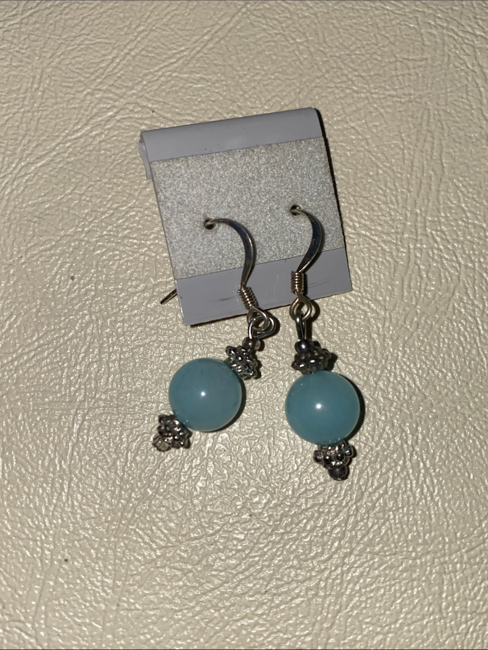 Sky Blue Agate Dangle Earrings with Silver-Tone Accents
